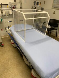 12 intubation shields have been provided to hospitals and emergency rooms, and emergency doctors expect use of these boxes to become a standard practice going forward for any intubation.